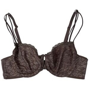 Soma Enticing Lift Balconet‎ Bra 34C Brown Mauve Lace Underwire Sexy Comfort.